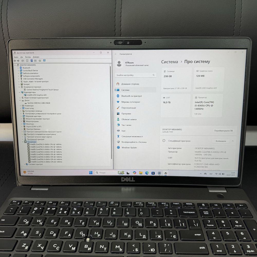 Dell Latitude 5500 (15,6" FHD/i5-8th/16GbDDR4/256GbSSD/84%)