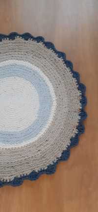 Dywan dywanik 75cm łazienkowy okrągły koło rękodzieło ze sznurka