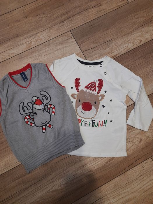 Bluzka plus kamizelka na ŚWIĘTA, renifer, rozm. 92