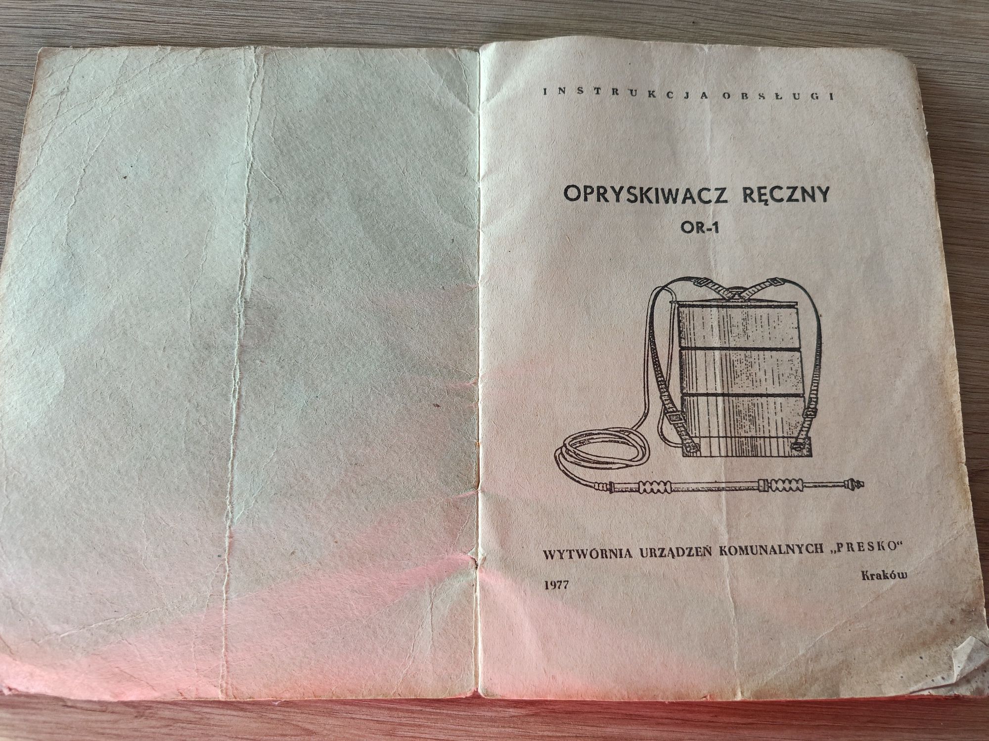 Instrukcja obsługi PRL Opryskiwacz ręczny OR-1 1977 rok Polecam