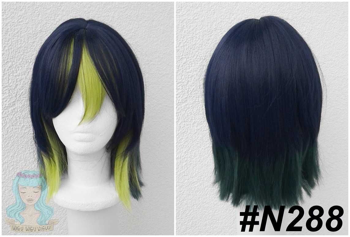 Tighnari Genshin Impact cosplay wig peruka niebieska granatowa