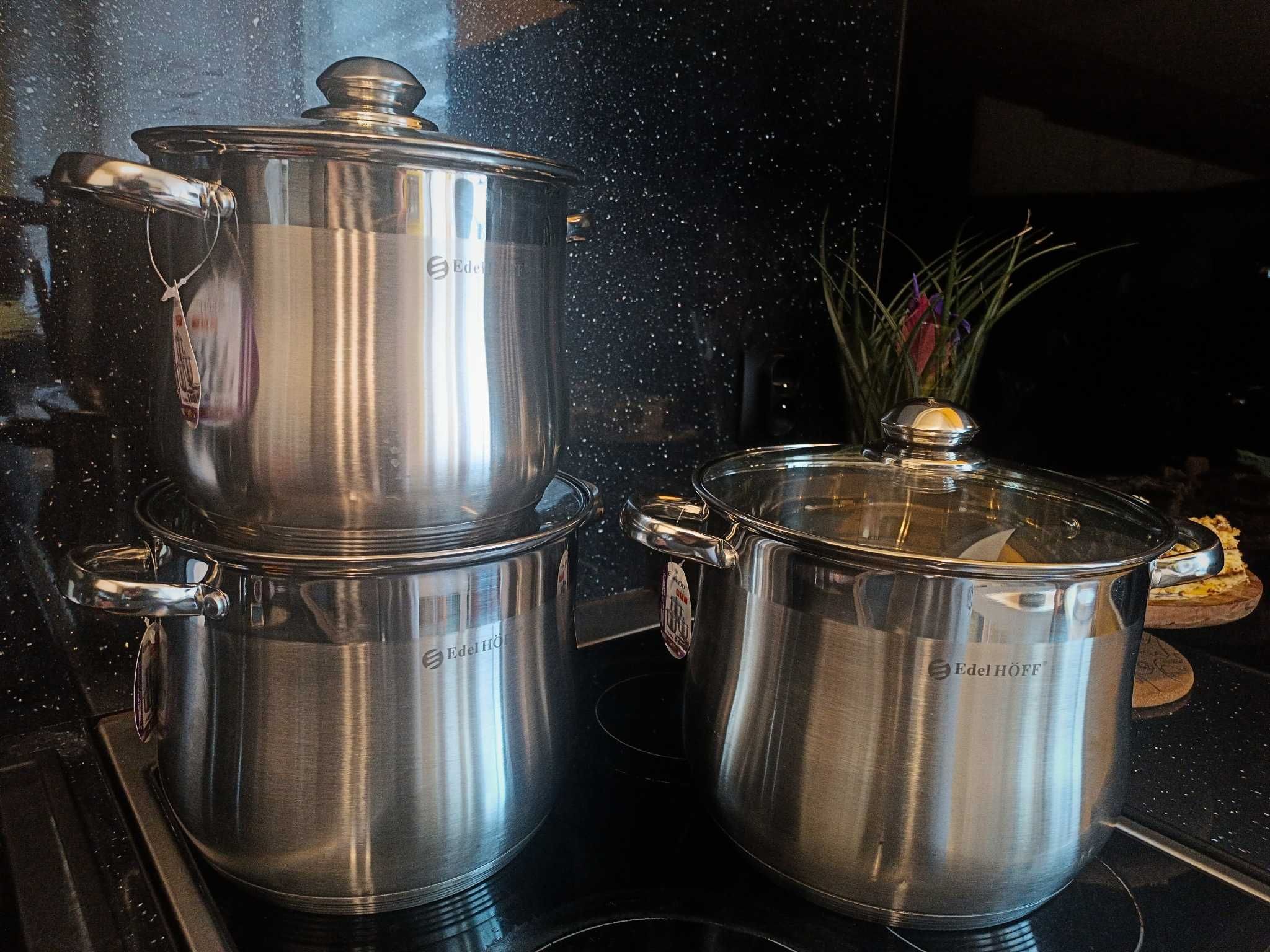 Zestaw garnków ze stali nierdzewnej 5,5L 7L 9L - na gaz, indukcje