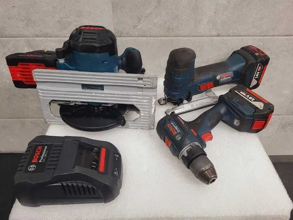 BOSCH Zestaw Piła tarczowa GKS 18V-LI Wkrętarka GSR 18 V-EC Wyrzynarka