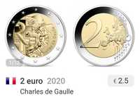 Moeda 2€, Charles de Gaulle, 2020