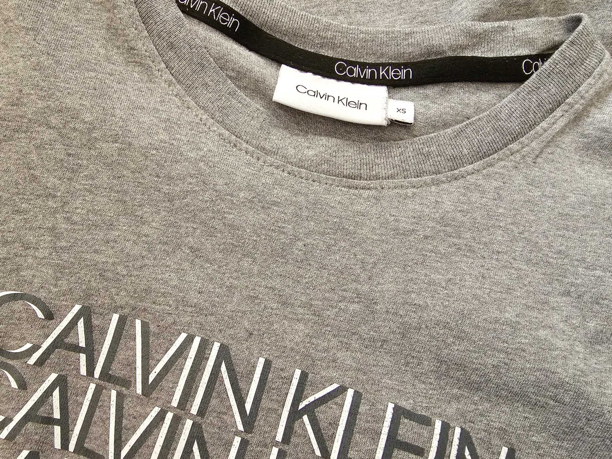 Szara Koszulka t-shirt damski z napisem Calvin Klein r. 36