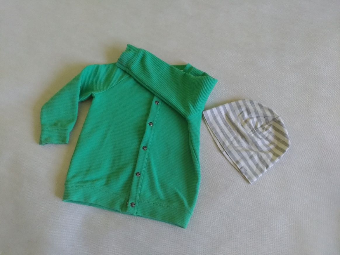 Sweter dla chłopca kardigan prążki r.92 + czapka gratis