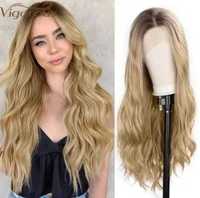 Peruka lace front naturalny blond 65 cm