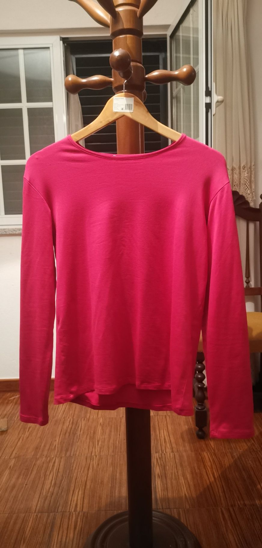 Camisola rosa de manga cumprida