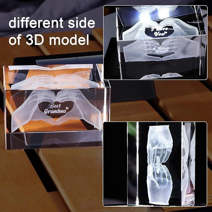 Kryształowy Prezent 3D Dla Taty – Serce W Dłoniach Z Grawerem