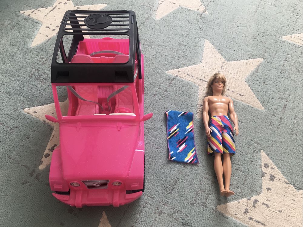 Barbie samochód terenowy + lalka Ken plażowy