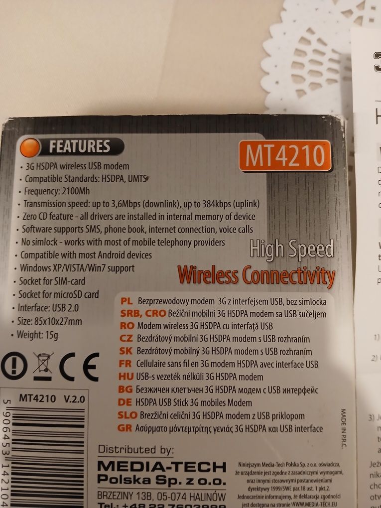 Modem USB 3G/3G+ Media-tech MT4210