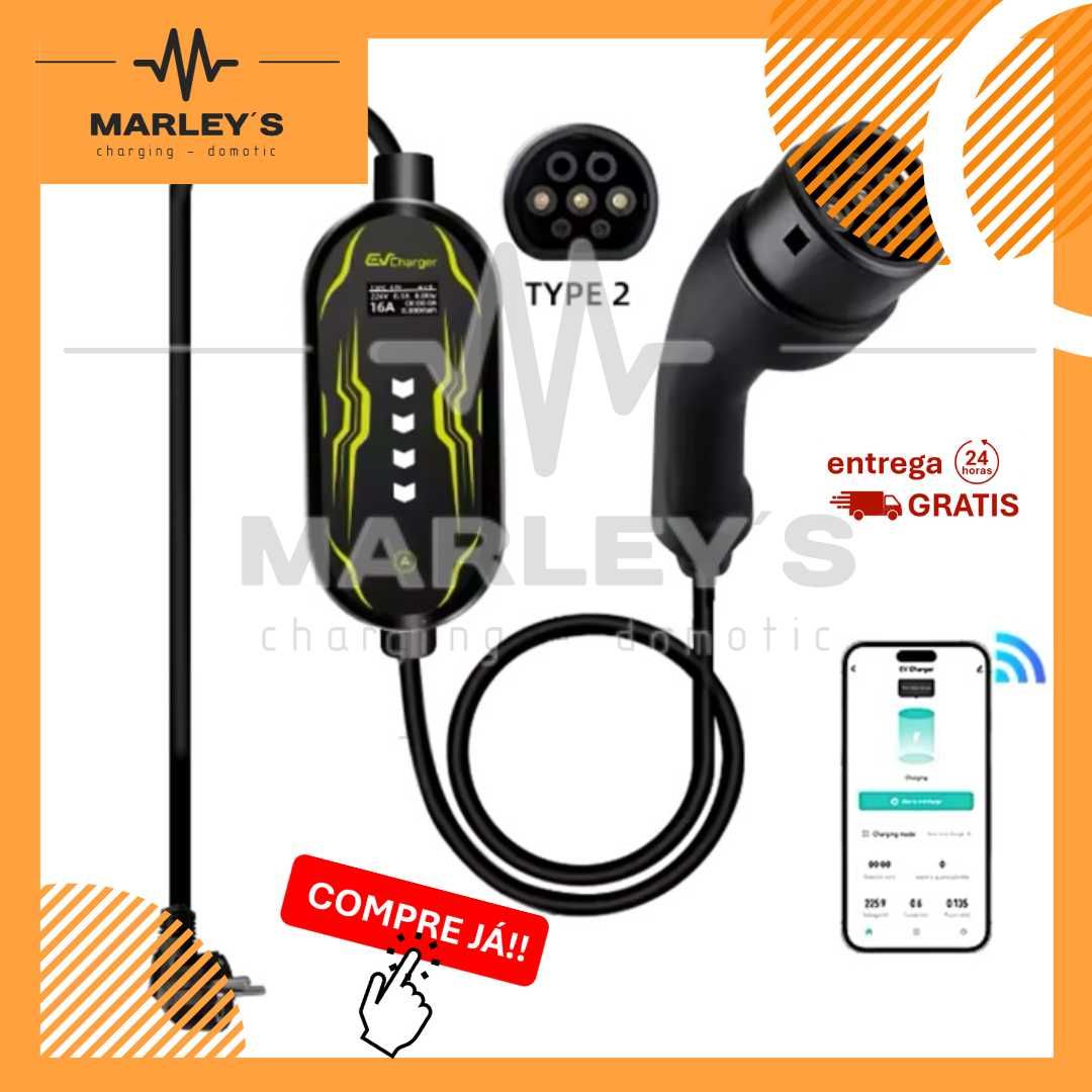 Carregador Portátil 3,5 kw - 16A - C/ APP - Veiculos Eletricos