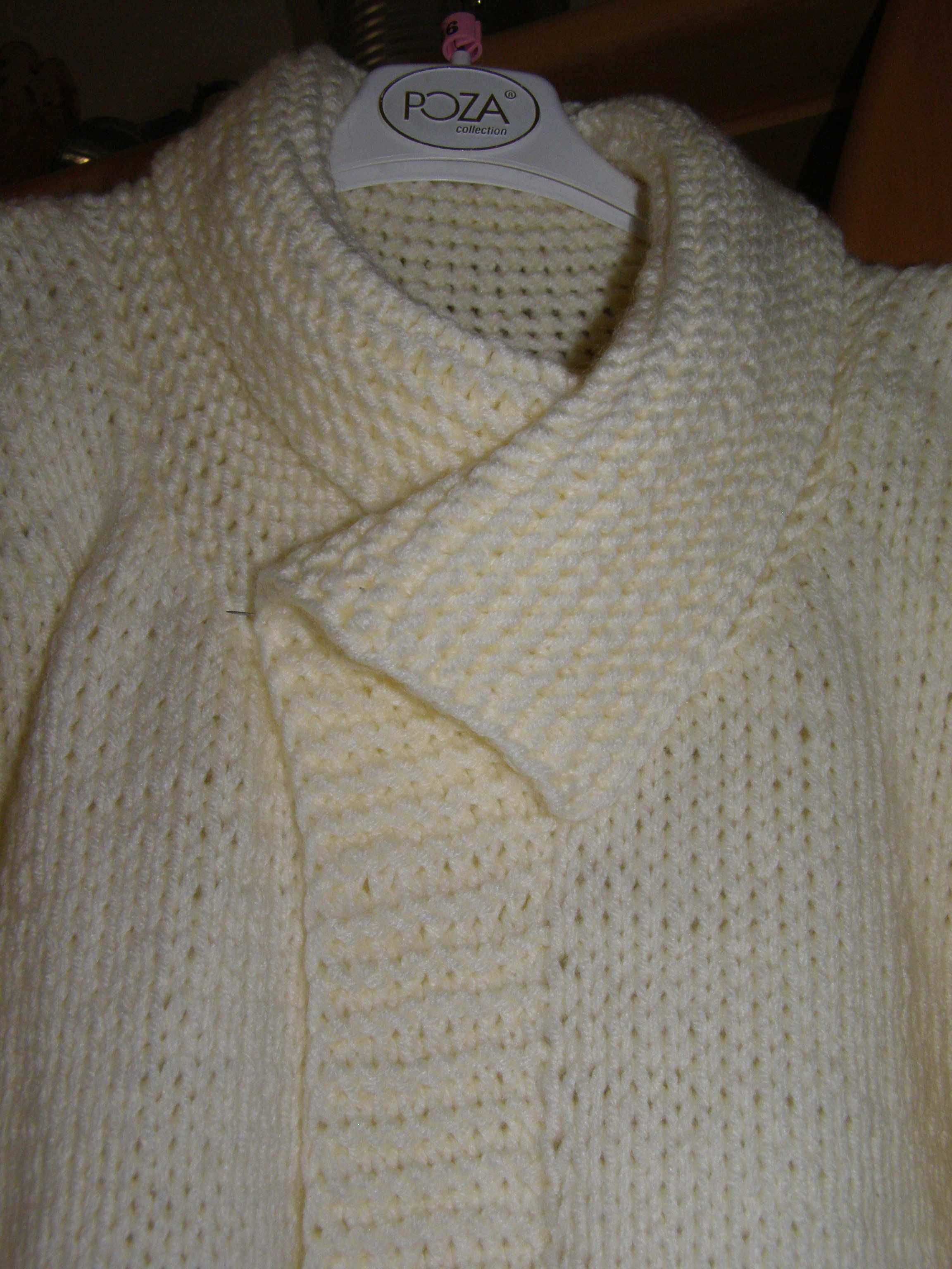 sweter, płaszcz długi, handmade, na drutach,  na jesienne wieczory