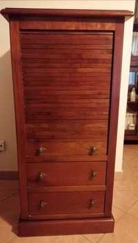Móvel de madeira (Cerejeira) maciça com porta de correr e duas gavetas