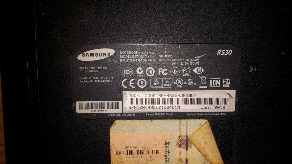 Samsung R530 Розборка на запчасти