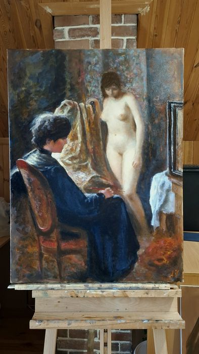 Картина маслом" Художница и ее модель ".
Новая картина Анны Черной. По