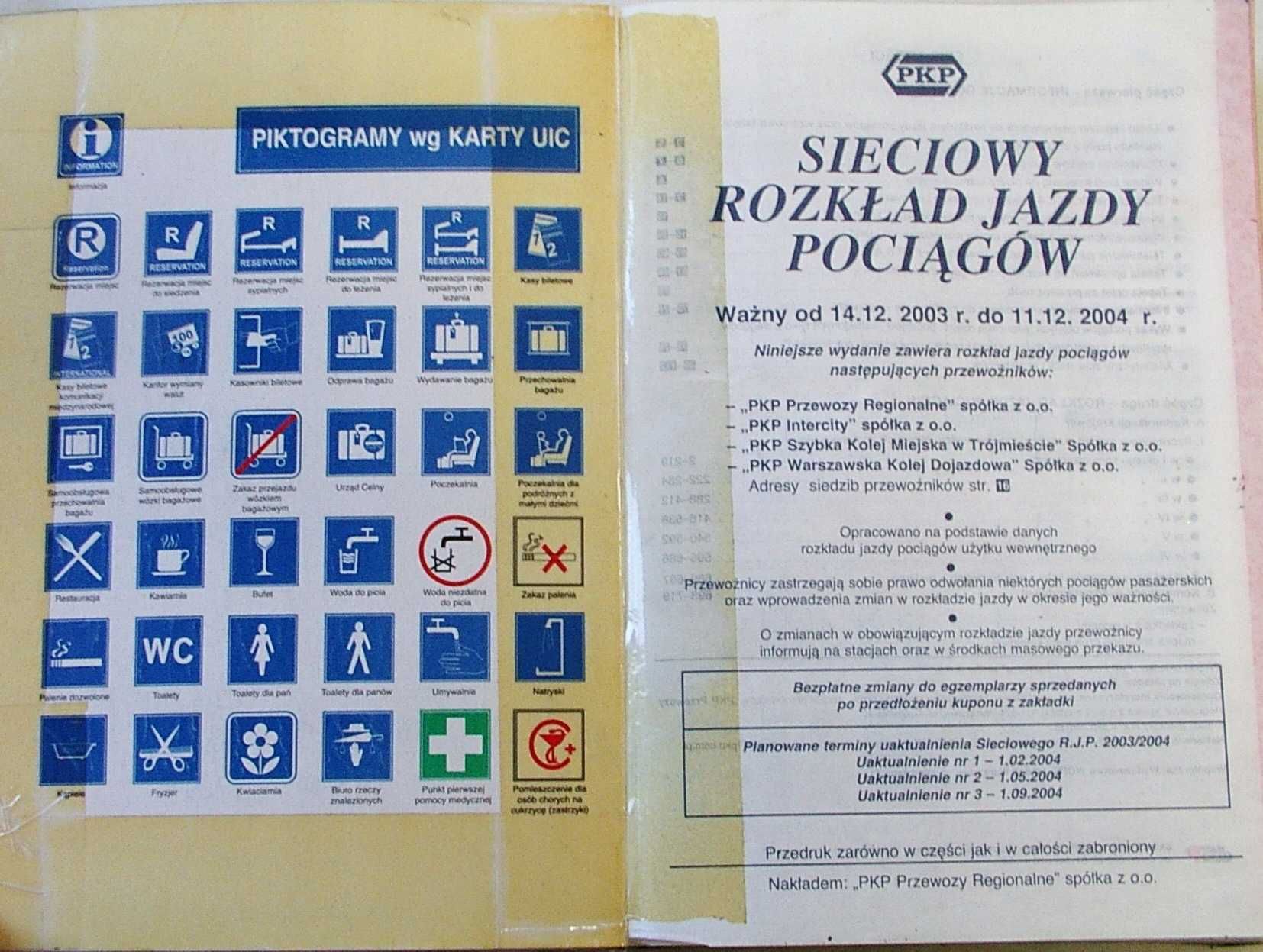 Sieciowy Rozkład Jazdy Pociągów 2003 / 2004