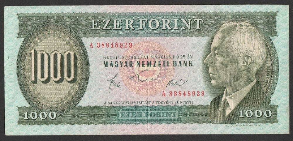 Węgry 1000 forintów 1983 - Bela Bartok - stan 2/3
