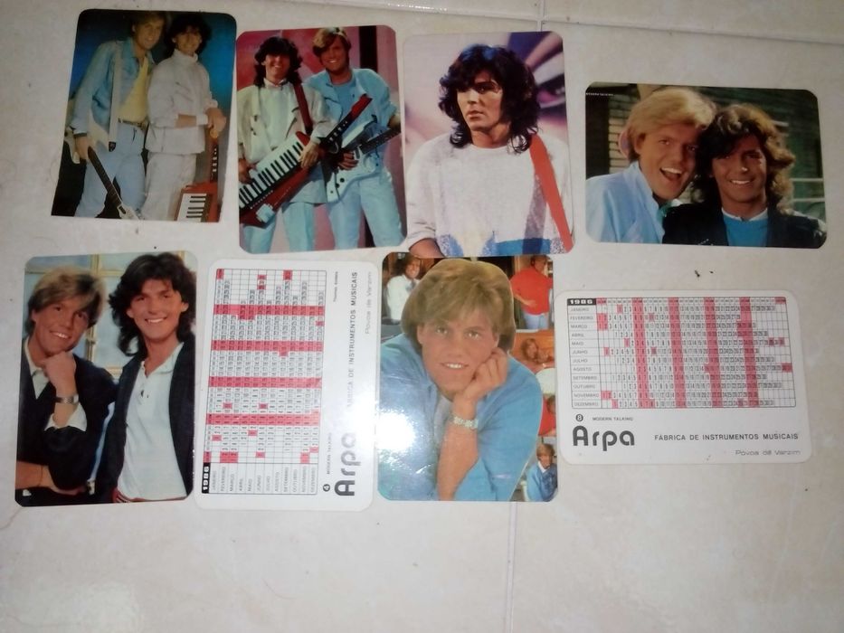 calendários de bolso arpa estrelas da musica 1986