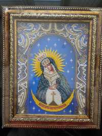 Икона Богородица Остробрамская вышита бисером