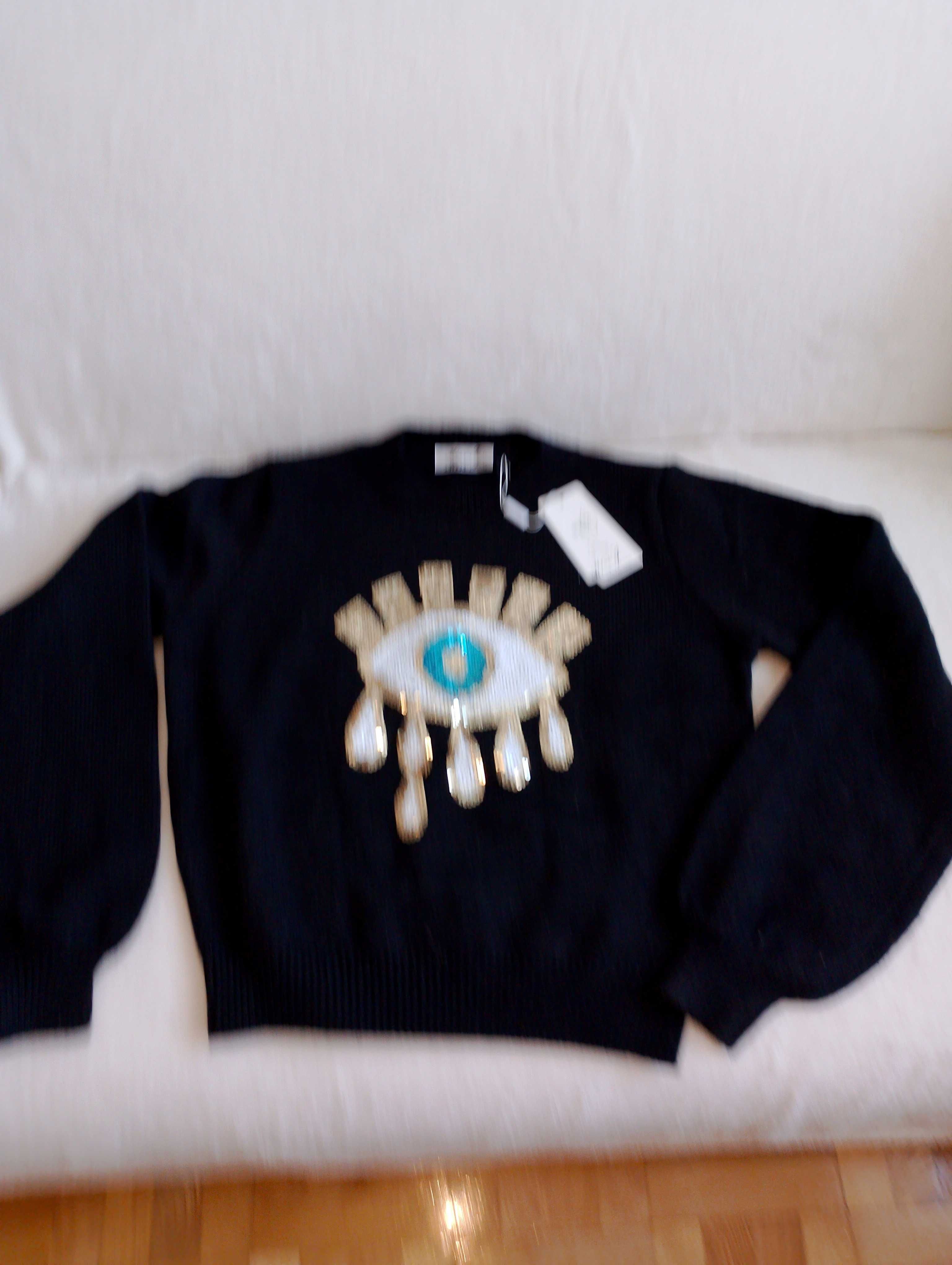 Sweter czarny z aplikacja roz. 36  TU