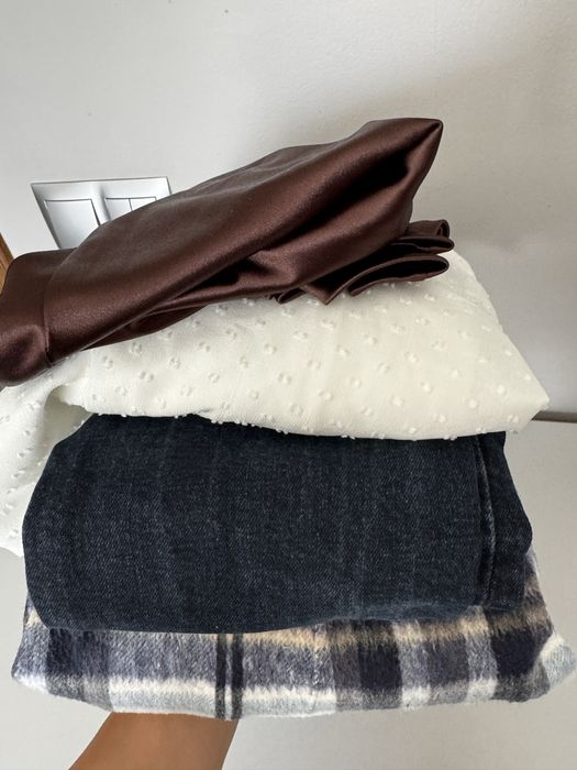 Zestaw ubrań damskich dzinsy kurtka koszulowa Zara 34 XS