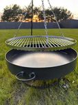 Polski Grill Ogrodowy Trójnóg Kuty + RUSZT Niklowany + PALENISKO 60cm