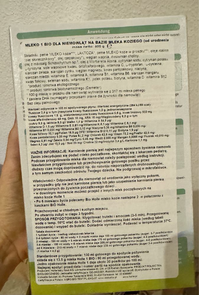 Holle 1 mleko kozie eko nowe ważne do 28.06.2024