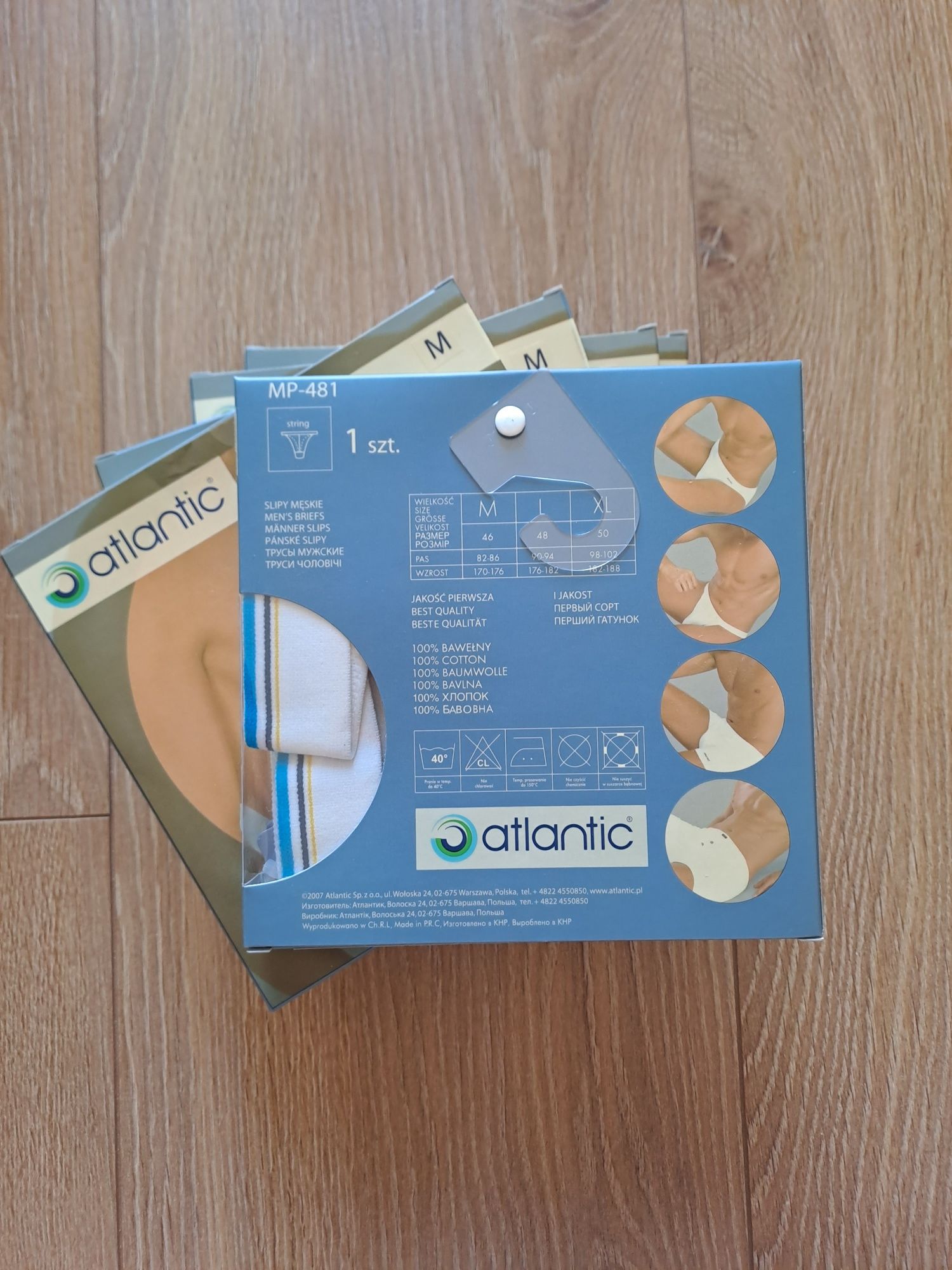 5x Stringi męskie Atlantic, rozmiar M, bawełna