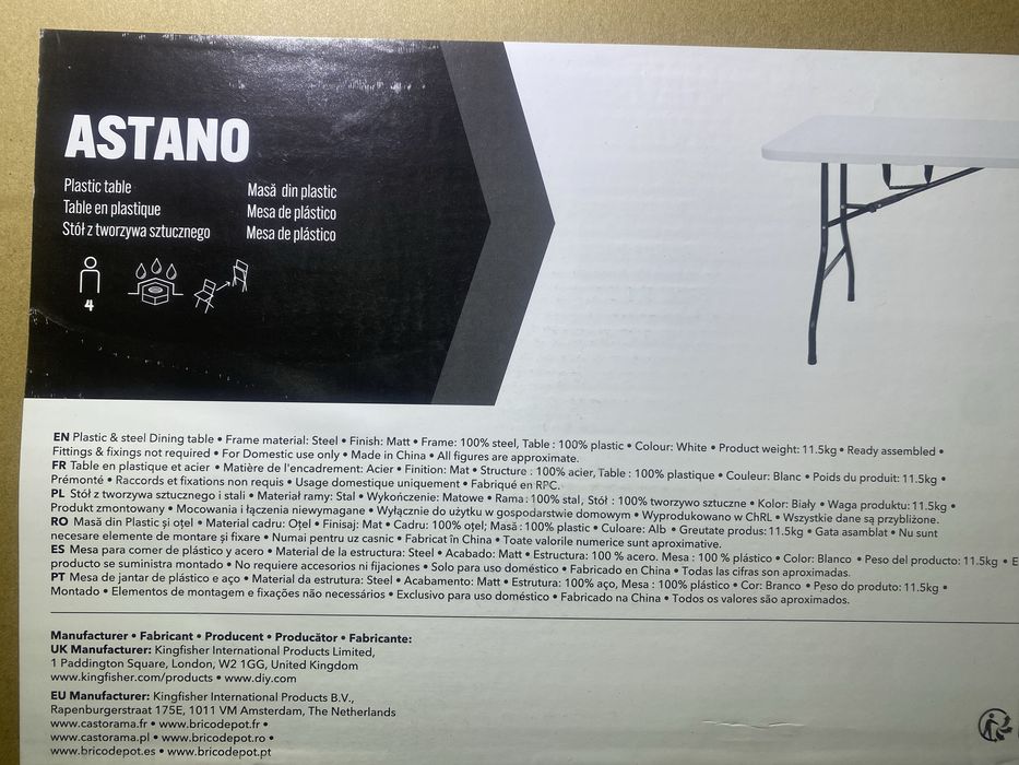 Обідній стіл Astano Plastic білий розкладний, на 6 осіб новий!