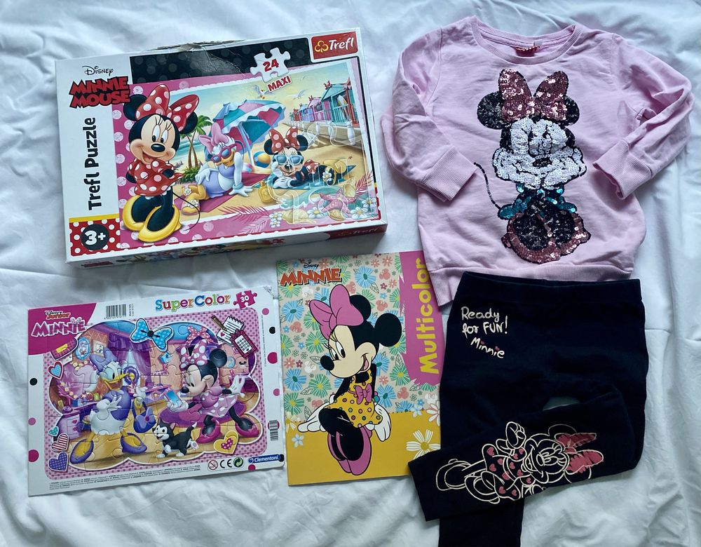 Minnie Mouse Disney puzzle kolorowanka bluza legginsy 2-3 lata 3+