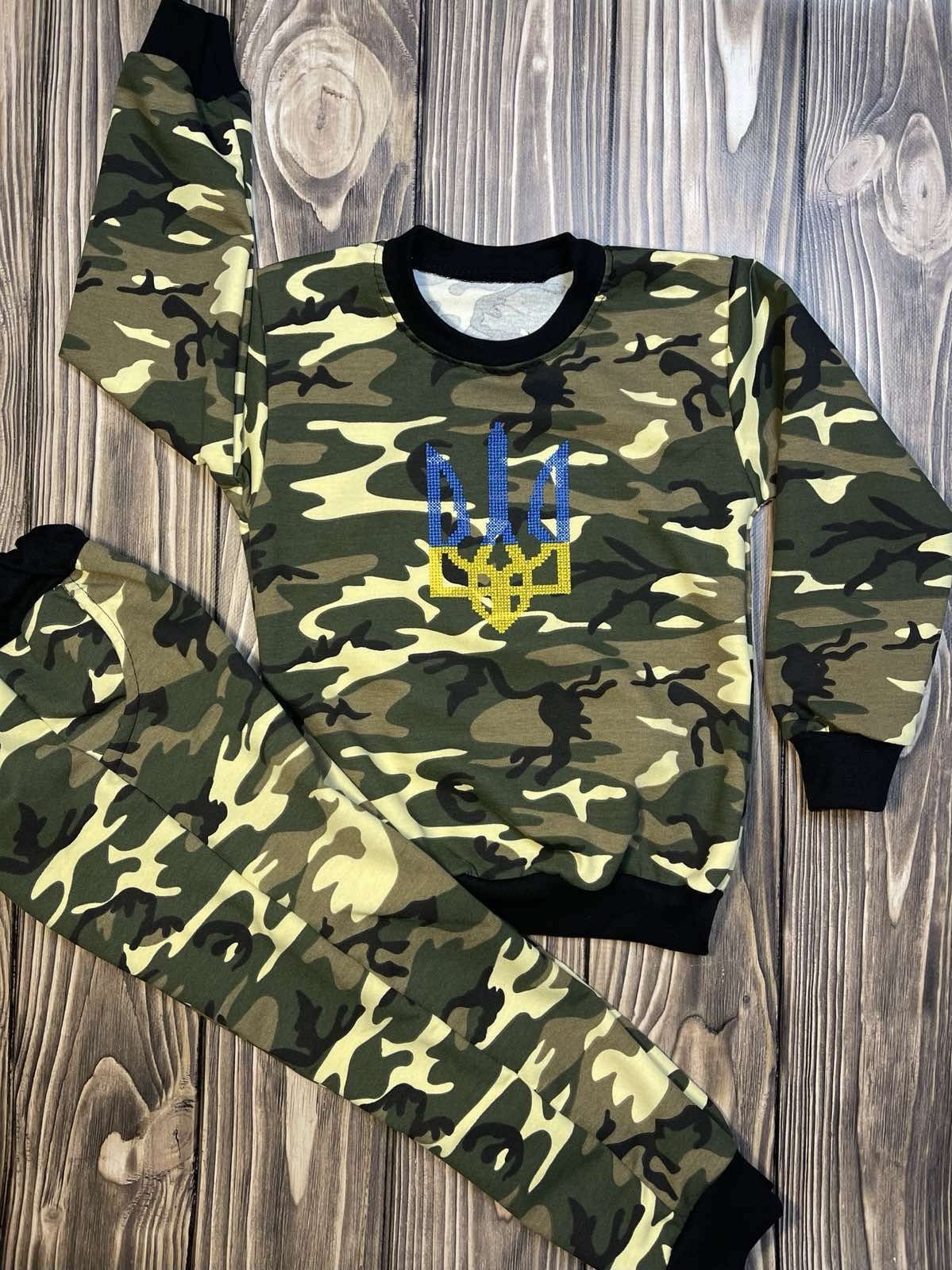 Sportowy cienki bawełniany dres zestaw komplet chaki Ukrainie 104-110