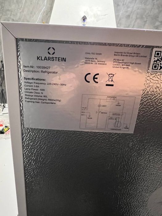 Холодильник вітрина  Klarstein Bersafe XXL 80 л з Німеччини 10039427