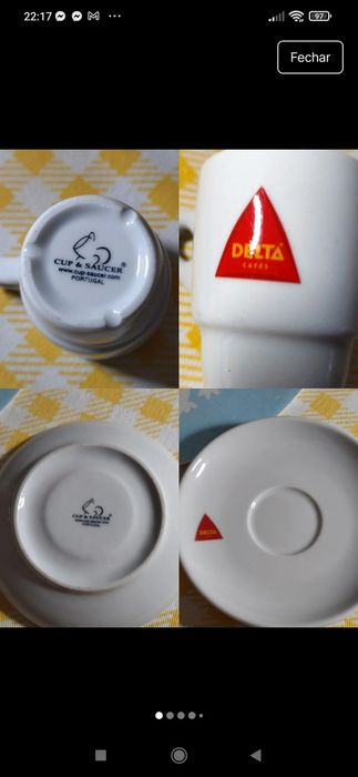 Chávena café com pires porcelana  Delta, coleccionadores com  várias d