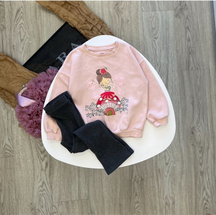 Набір для дівчинки, світшот, лосіни кльош, Тепле плаття Primark, Zara