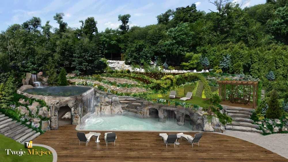 Grota Skalna wodospad całoroczny SPA sauna jacuzzi basen