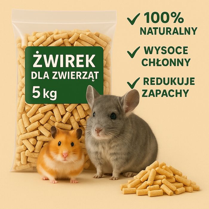 Pellet żwirek drewniany jasny z trociny dla zwierząt 5kg