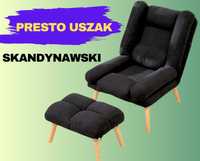Nowoczesny fotel do salonu w stylu skandynawskim Uszak Czarny