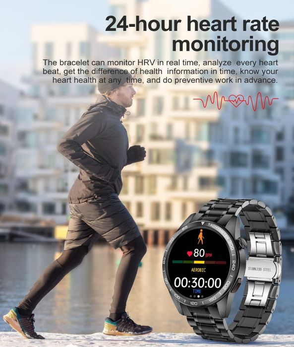 ++Smartwatch męski połączenia telefoniczne 1,32" HD ekran dotyk IP67++