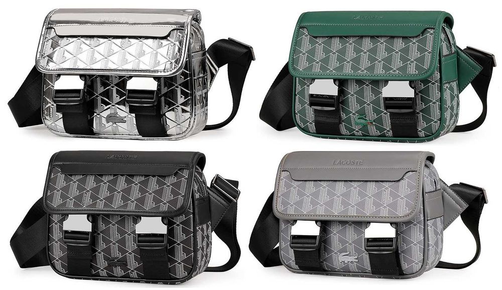 Сумка через плече Lacoste крос-боді. Чорна монограм 4 кольори