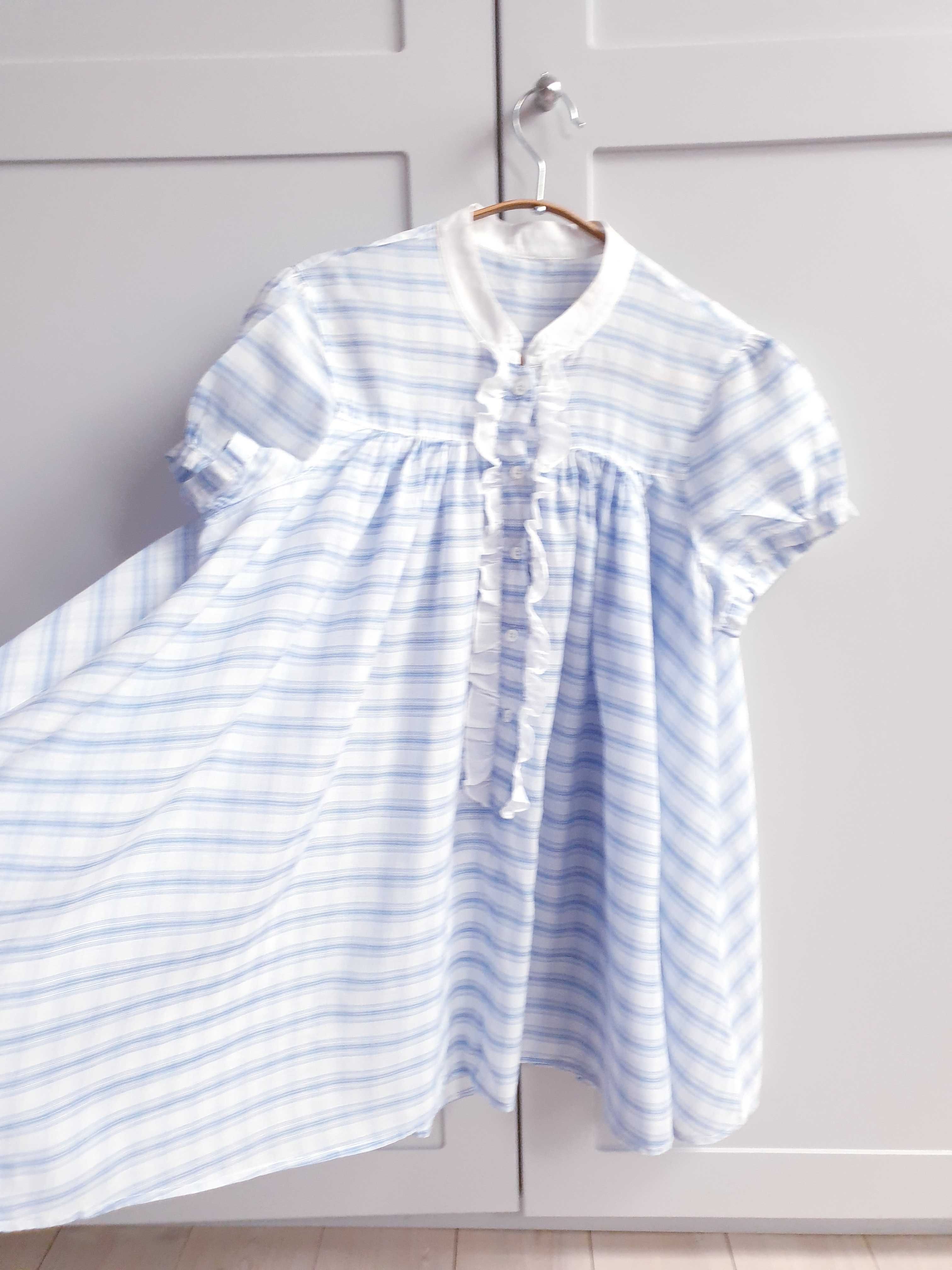 Biała niebieska bluzka koszula jedwabna oversize Custommade 36 38