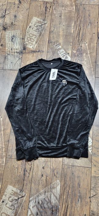 Karl ludzik czarna bluza welurowa męska miękka bez kaptura L