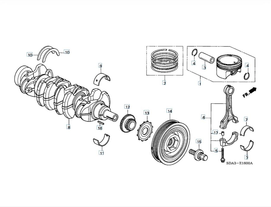 Пластина колінчастого валу 13622-PNA-003. Позиція 13.