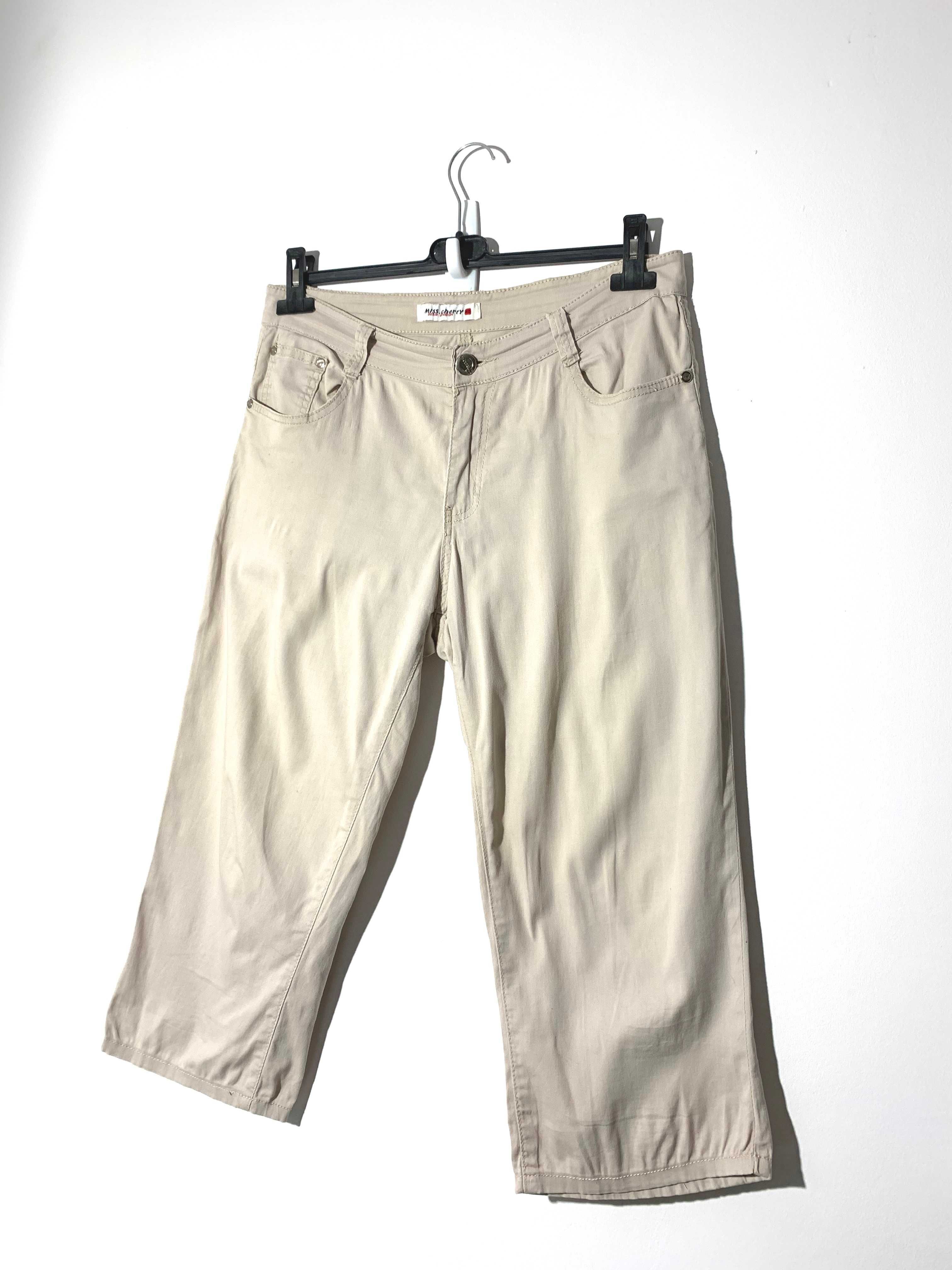 spodnie rybaczki capri XL elastyczne a'la jeans cienkie bermudy cargo