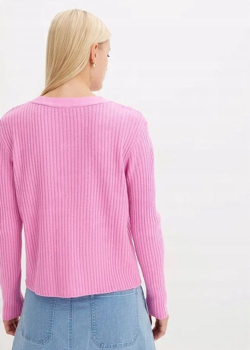 B.P.C różowy sweter rozpinany gruby prążek 40/42.