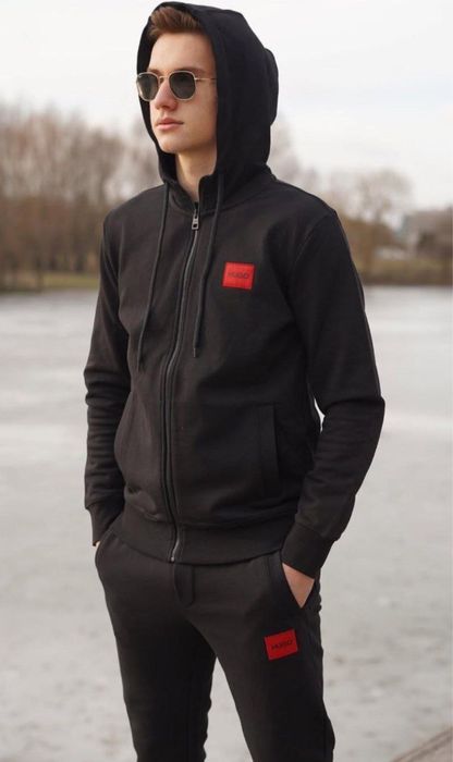 ЦЕНА ТАКОГО 3500! Мужской спортивный костюм HUGO BOSS черный осень хит