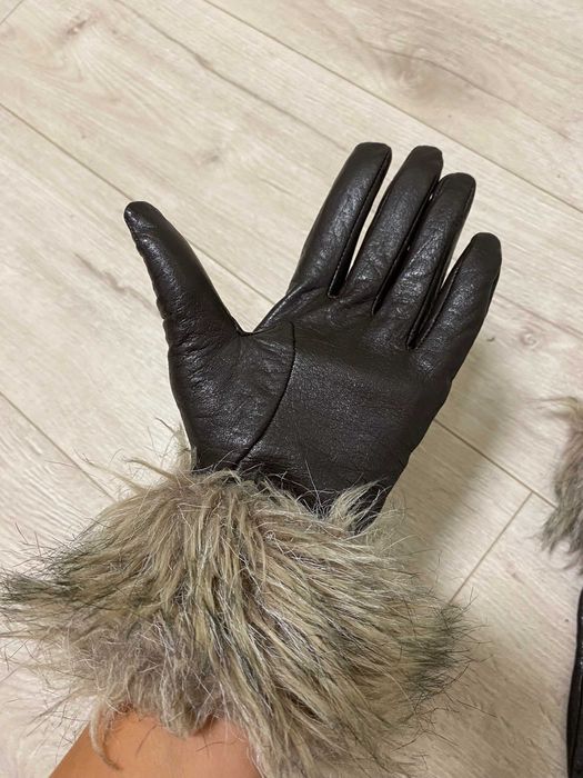 Кожаные женские перчатки с мехом phase eight, размер s