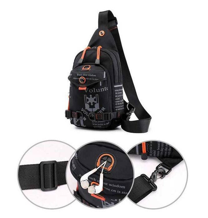 рюкзак туристичний через плечо ( сумка ) в спортивном стиле - черная