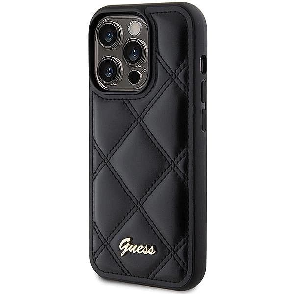Etui Guess Quilted Metal Logo na iPhone 15 Pro - czarne