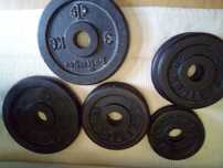 discos em ferro 0,5kg e barra